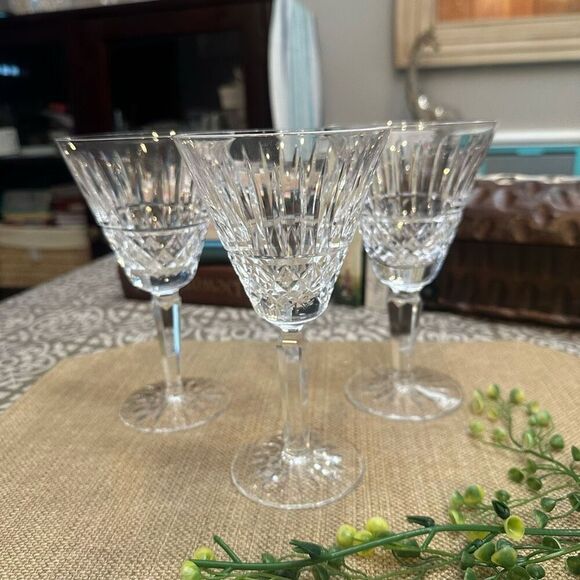 COPY Waterford Crystal‎ Maeve Pattern Set of 3 Wine Goblet Glasses Vintage Rare! - Picture 1 of 9